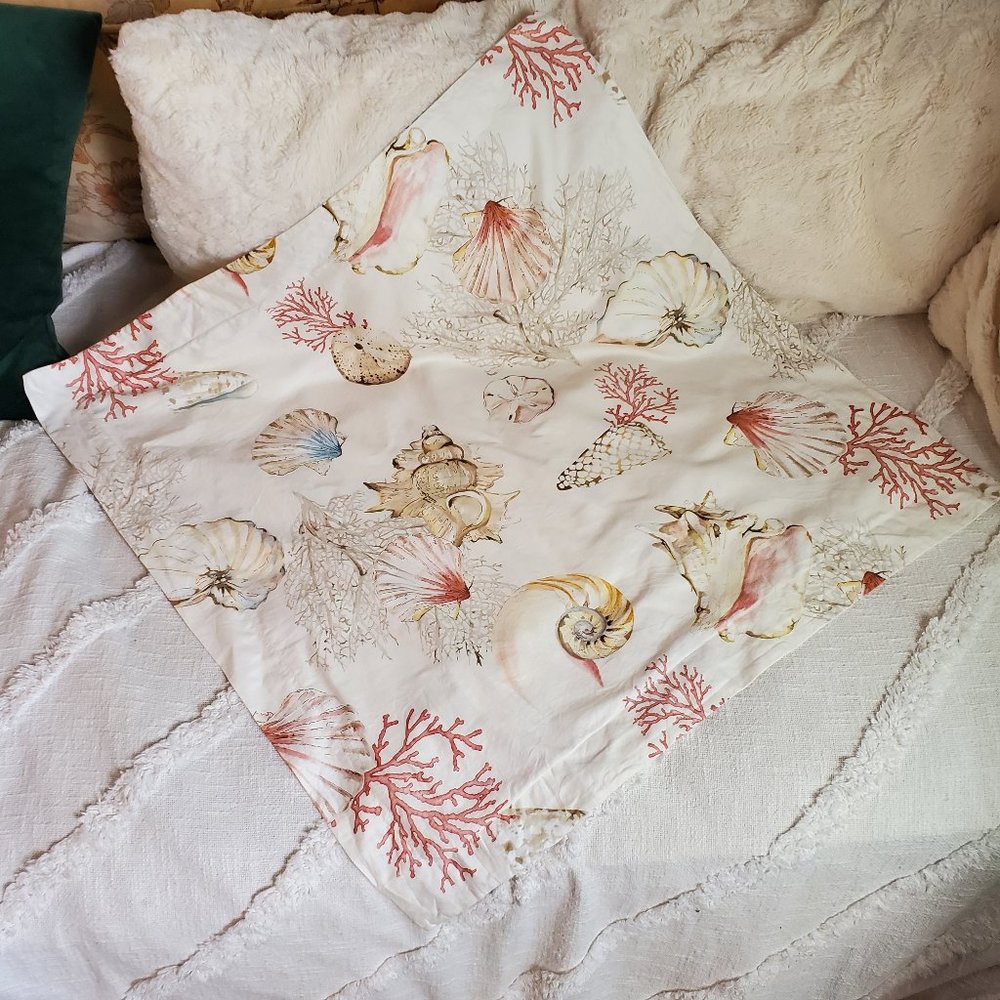 POTTERY BARN/ Del Mar sea shell novelty print euro shams set of 3  27"